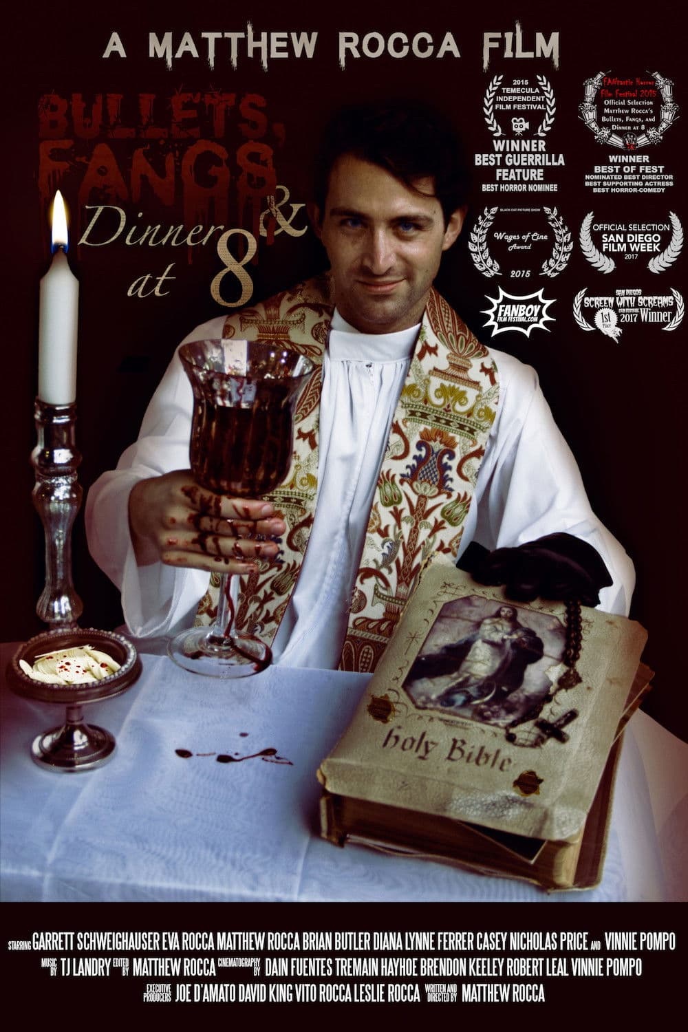 Poster backdrop for Bullets, Fangs and Dinner at 8