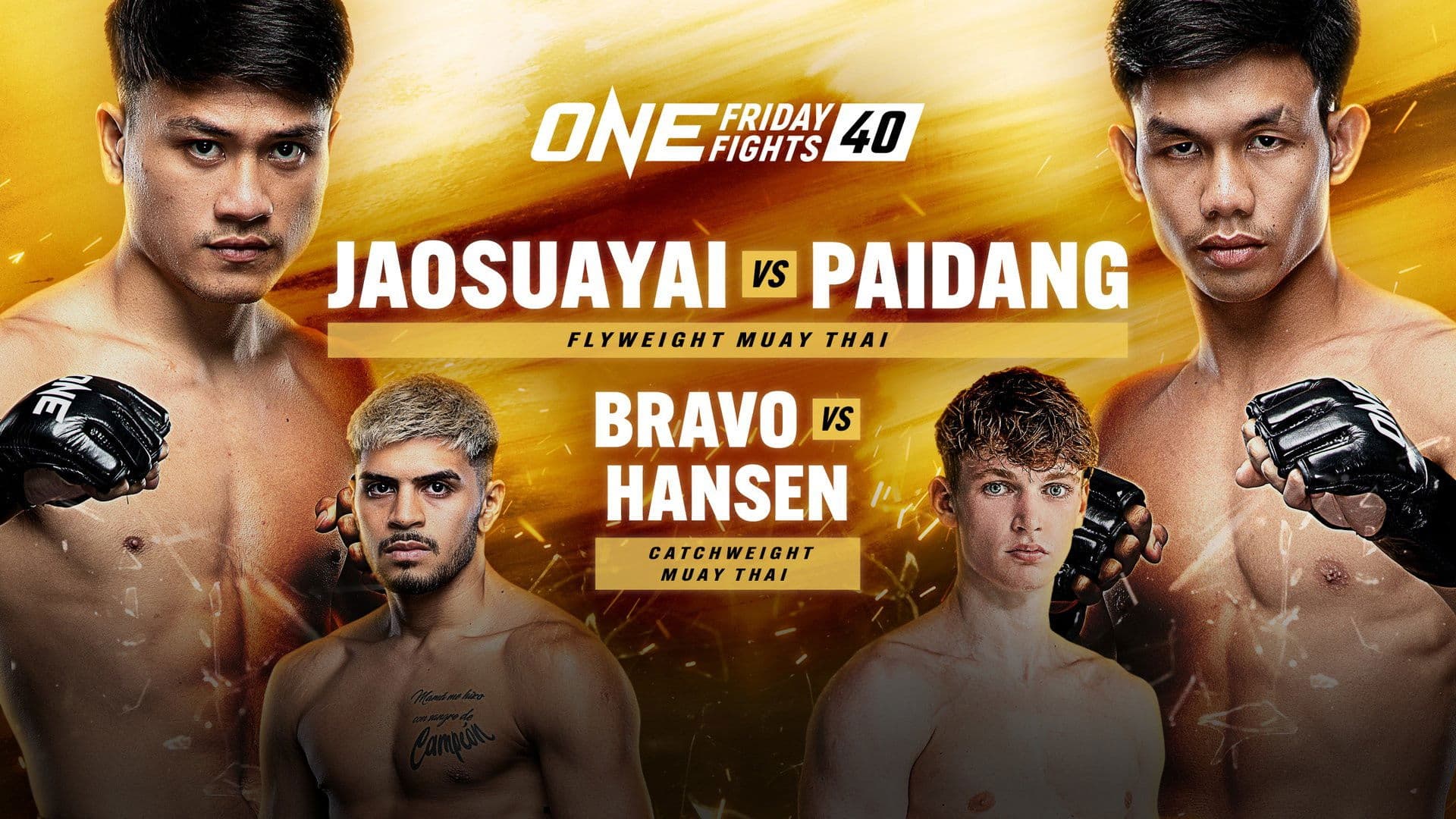 Poster backdrop for ONE Friday Fights 40: Jaosuayai vs. Paidang