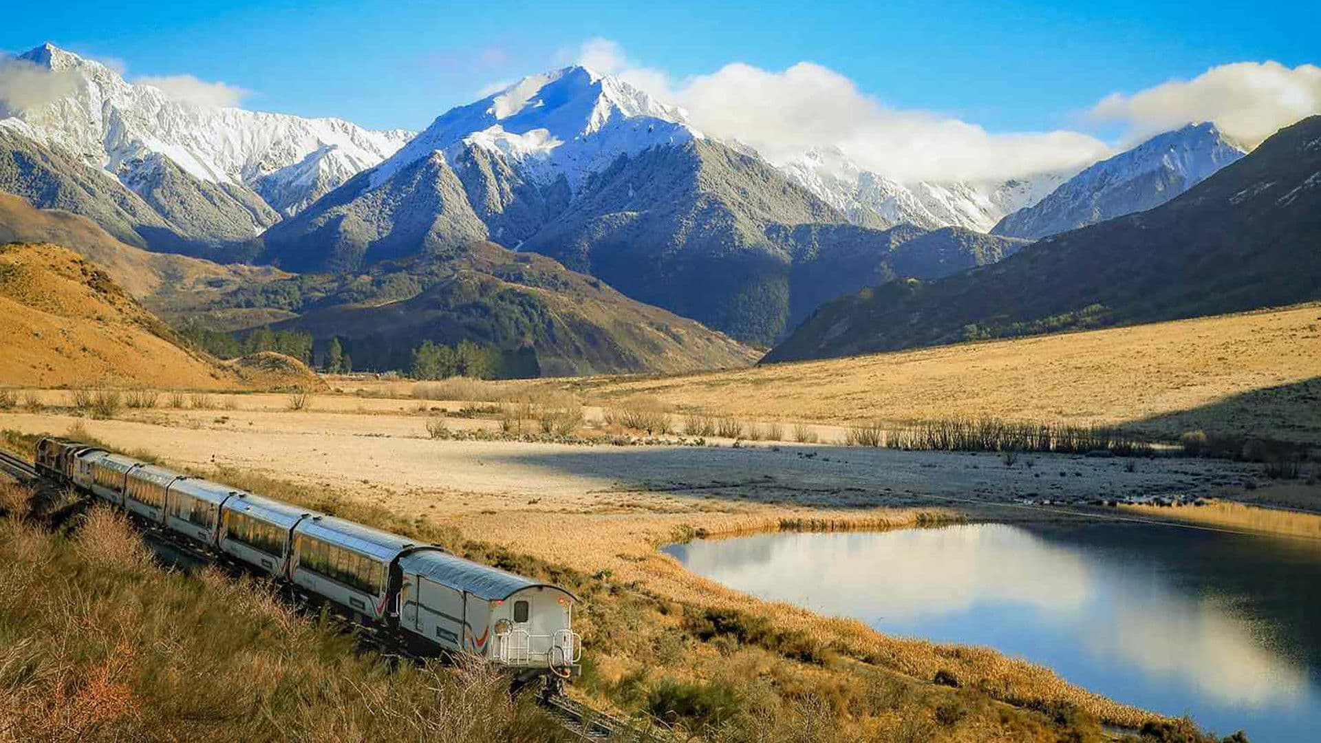 Poster backdrop for New Zealand by Train