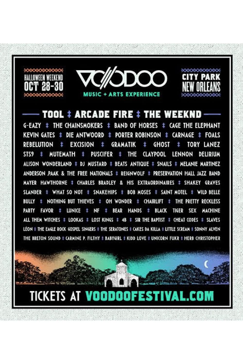 Poster backdrop for Arcade Fire 2016-10-31 Voodoo Music + Arts Experience, New Orleans