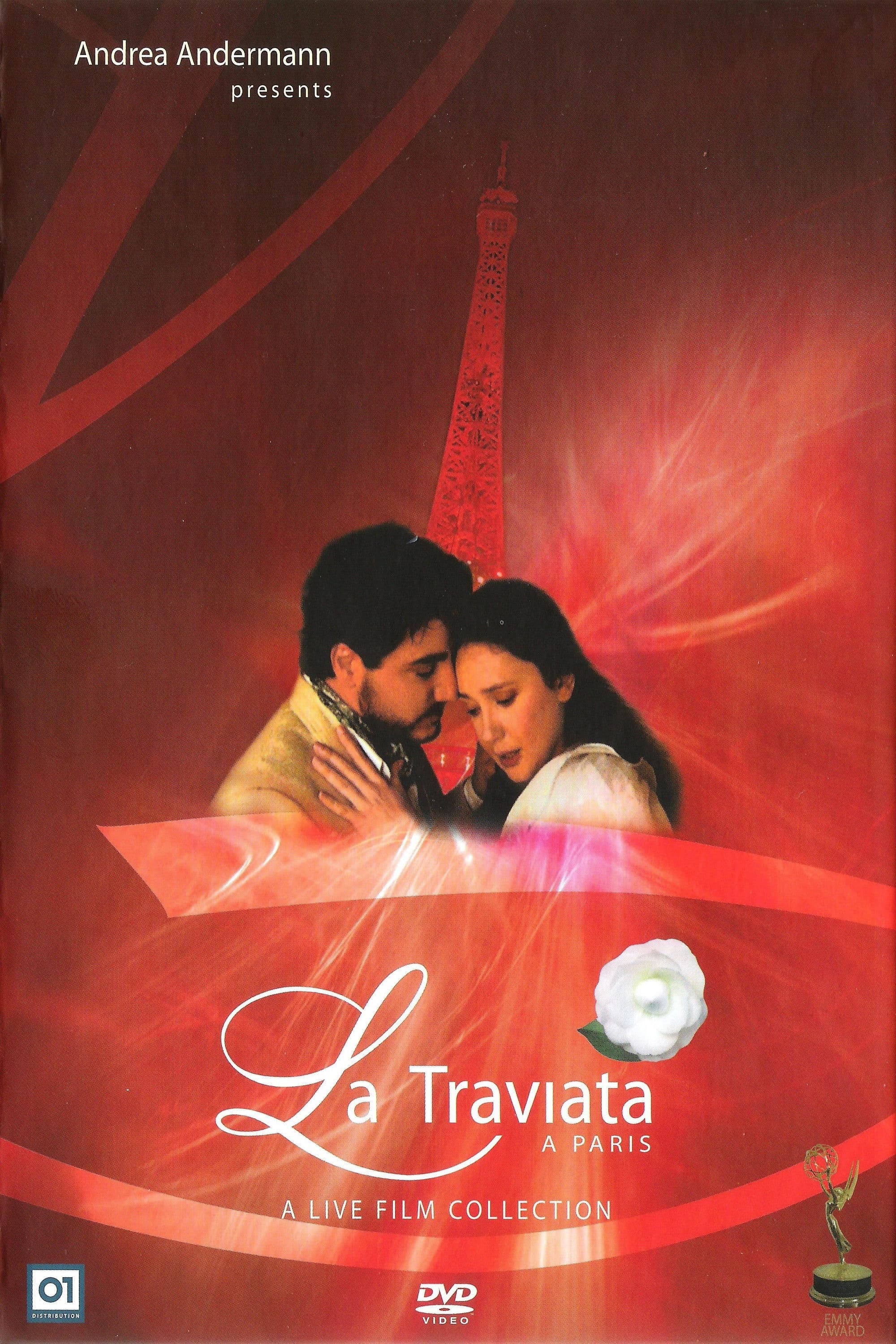 Poster backdrop for La traviata in Paris