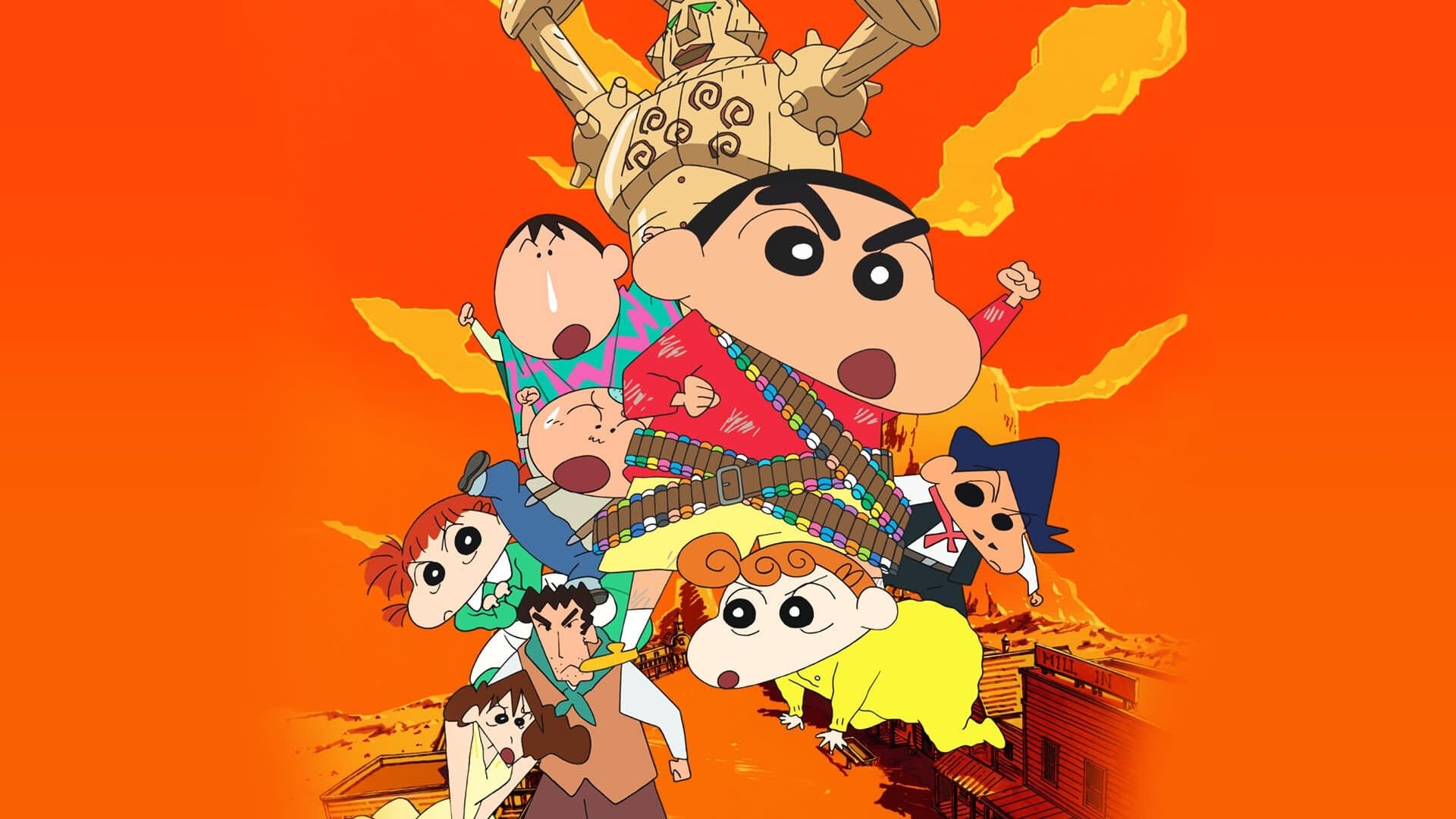 Poster backdrop for Crayon Shin-chan: Invoke a Storm! The Kasukabe Boys of the Evening Sun
