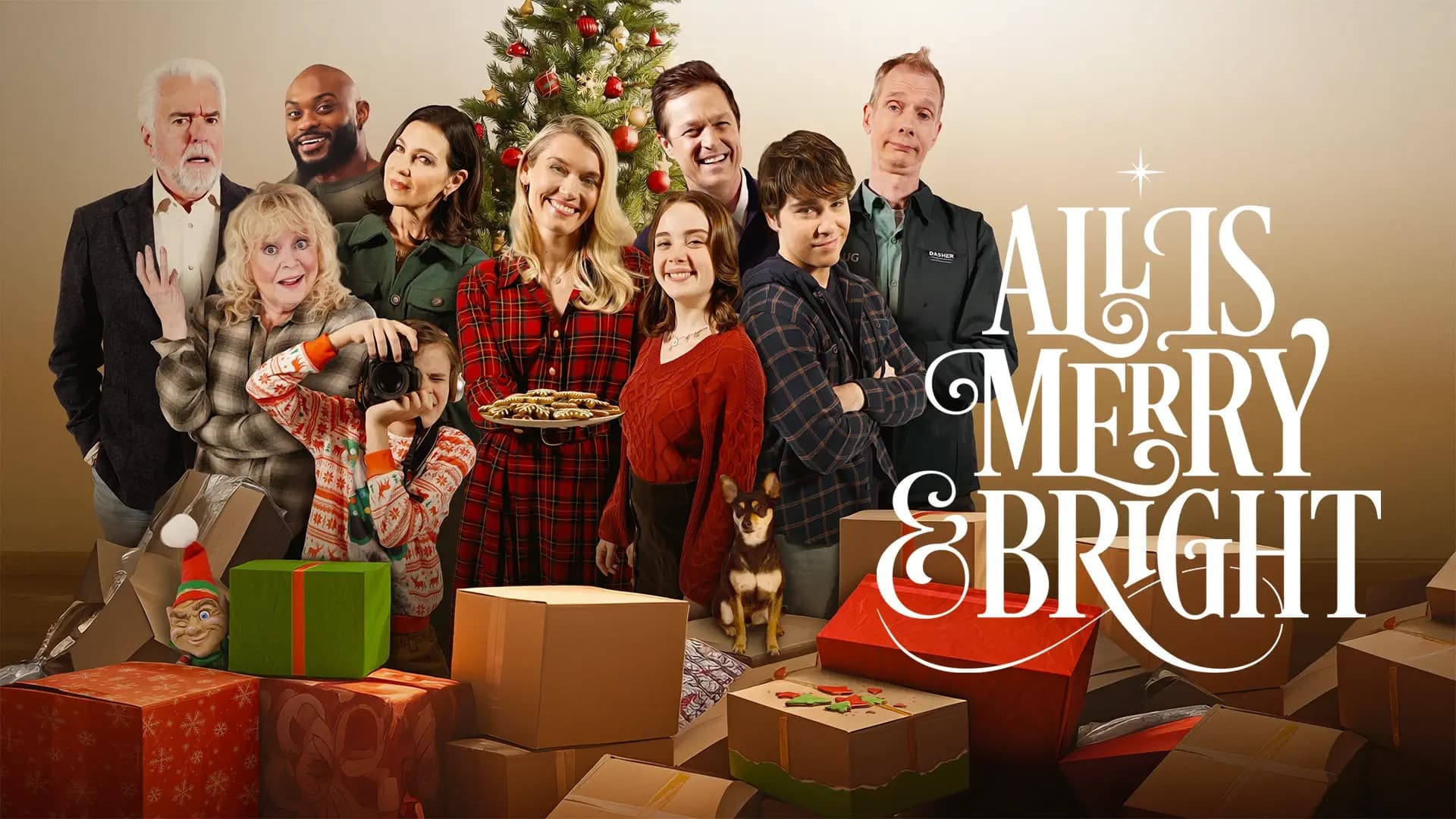 Poster backdrop for All Is Merry & Bright