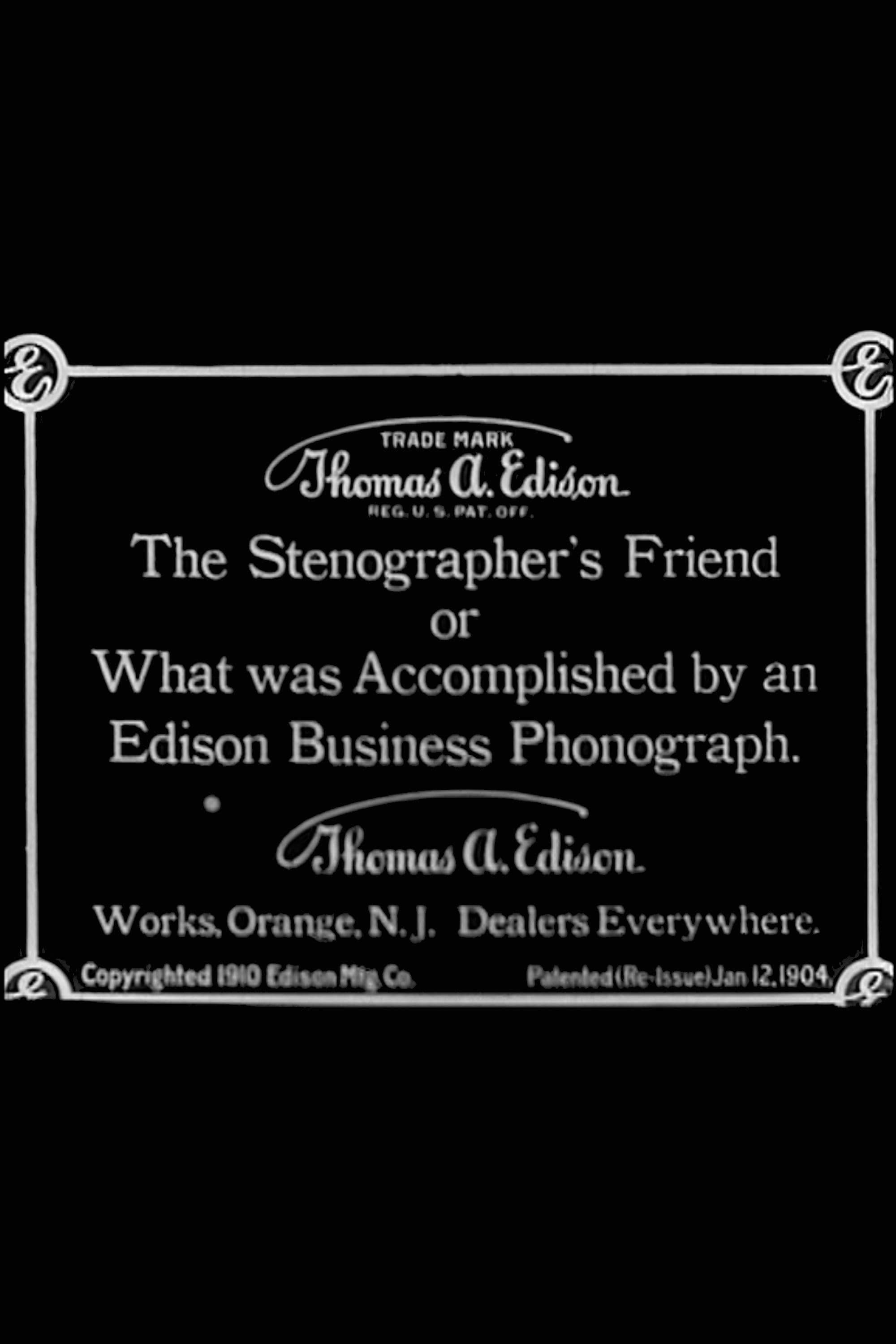 Poster backdrop for The Stenographer's Friend; Or, What Was Accomplished by an Edison Business Phonograph