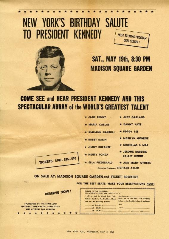 Poster backdrop for President Kennedy's Birthday Salute