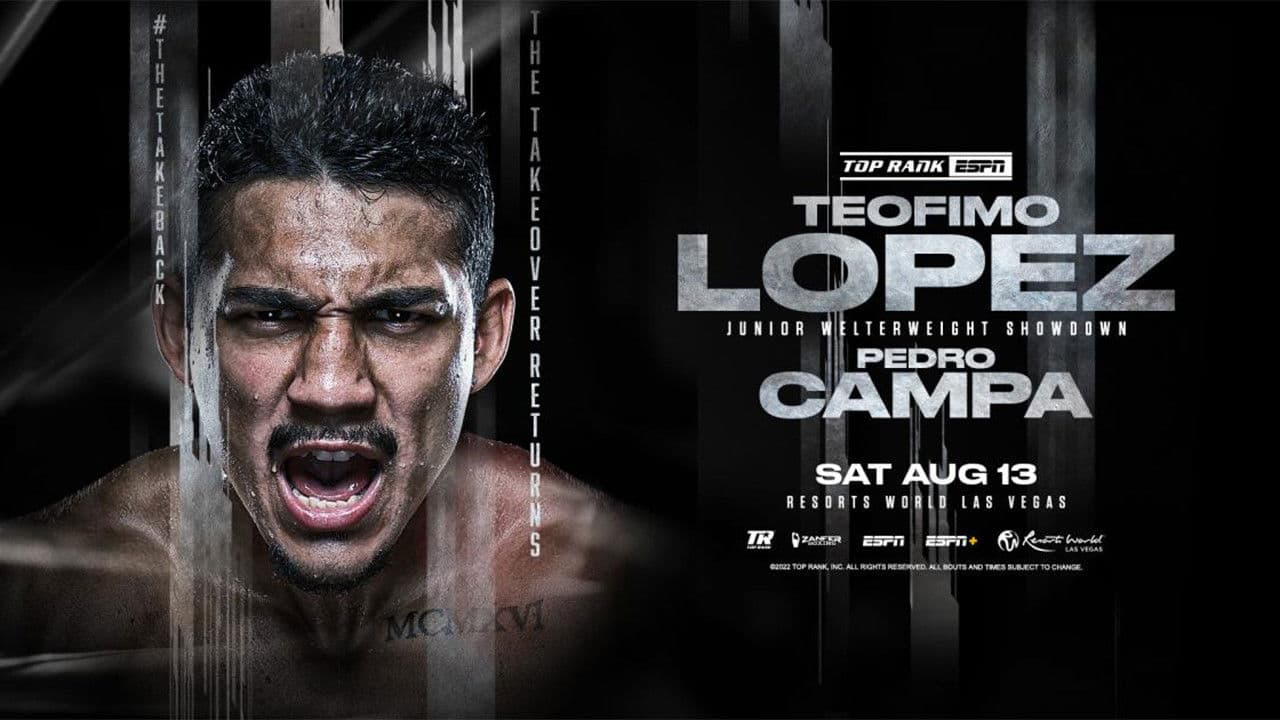 Poster backdrop for Teofimo Lopez vs. Pedro Campa