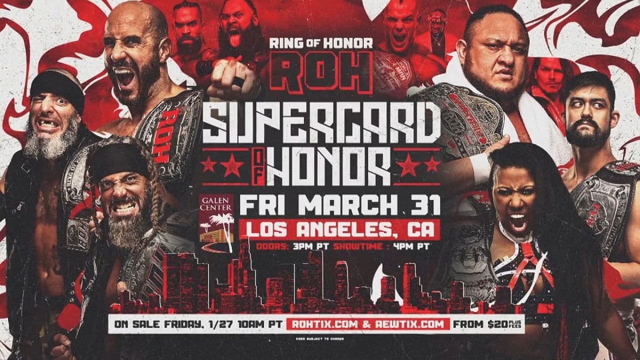 Poster backdrop for ROH: Supercard of Honor 2023