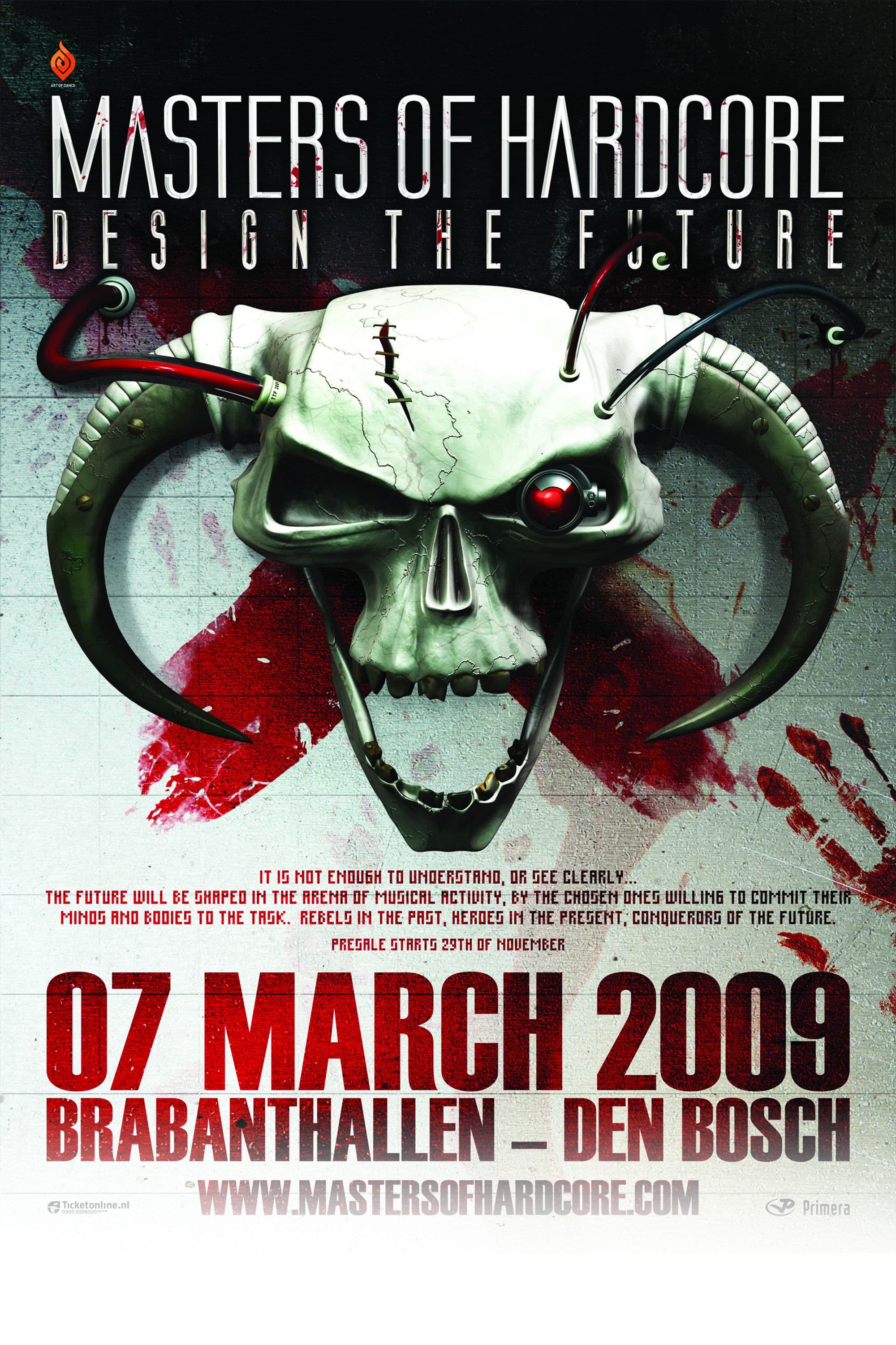 Poster backdrop for Masters of Hardcore design the future