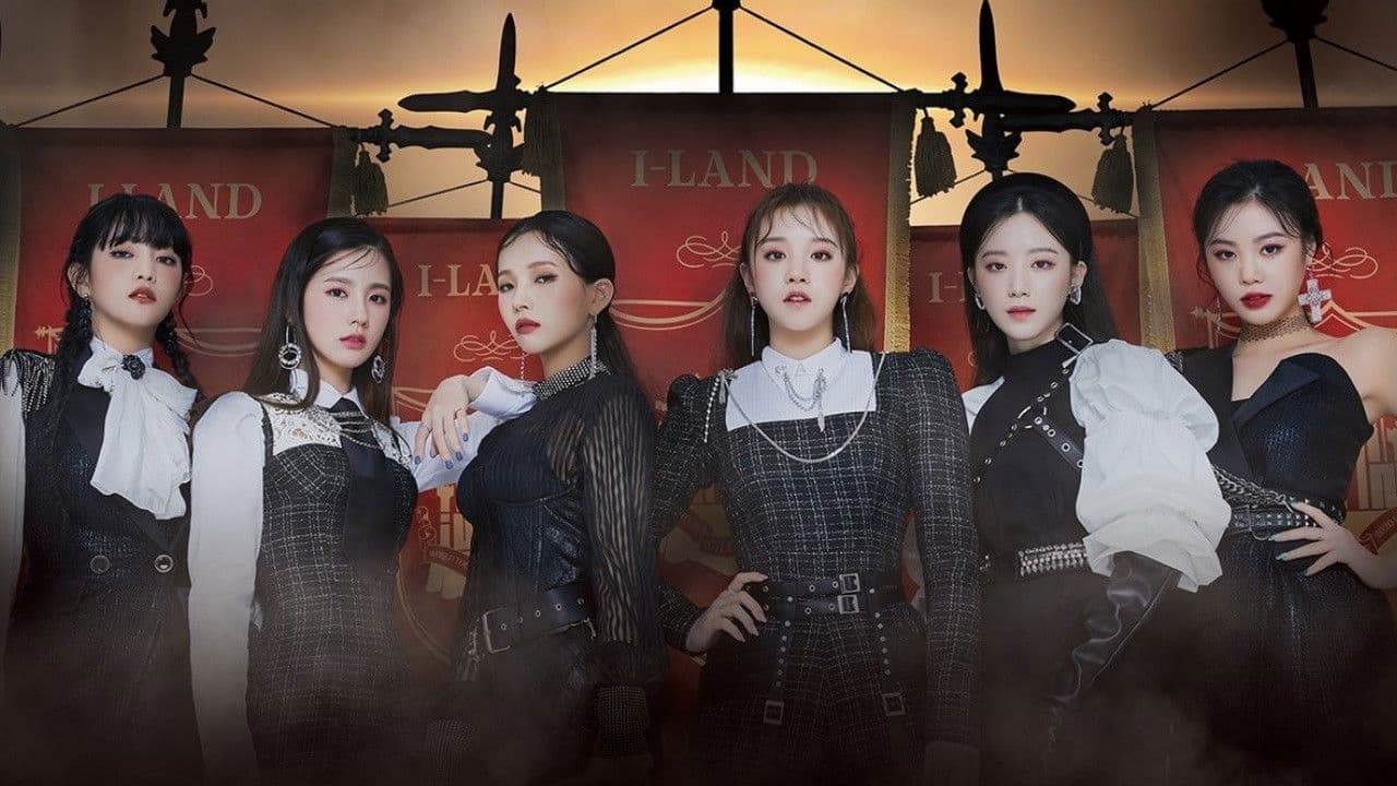Poster backdrop for 2020 (G)I-DLE Online Concert 'I-Land : Who Am I'