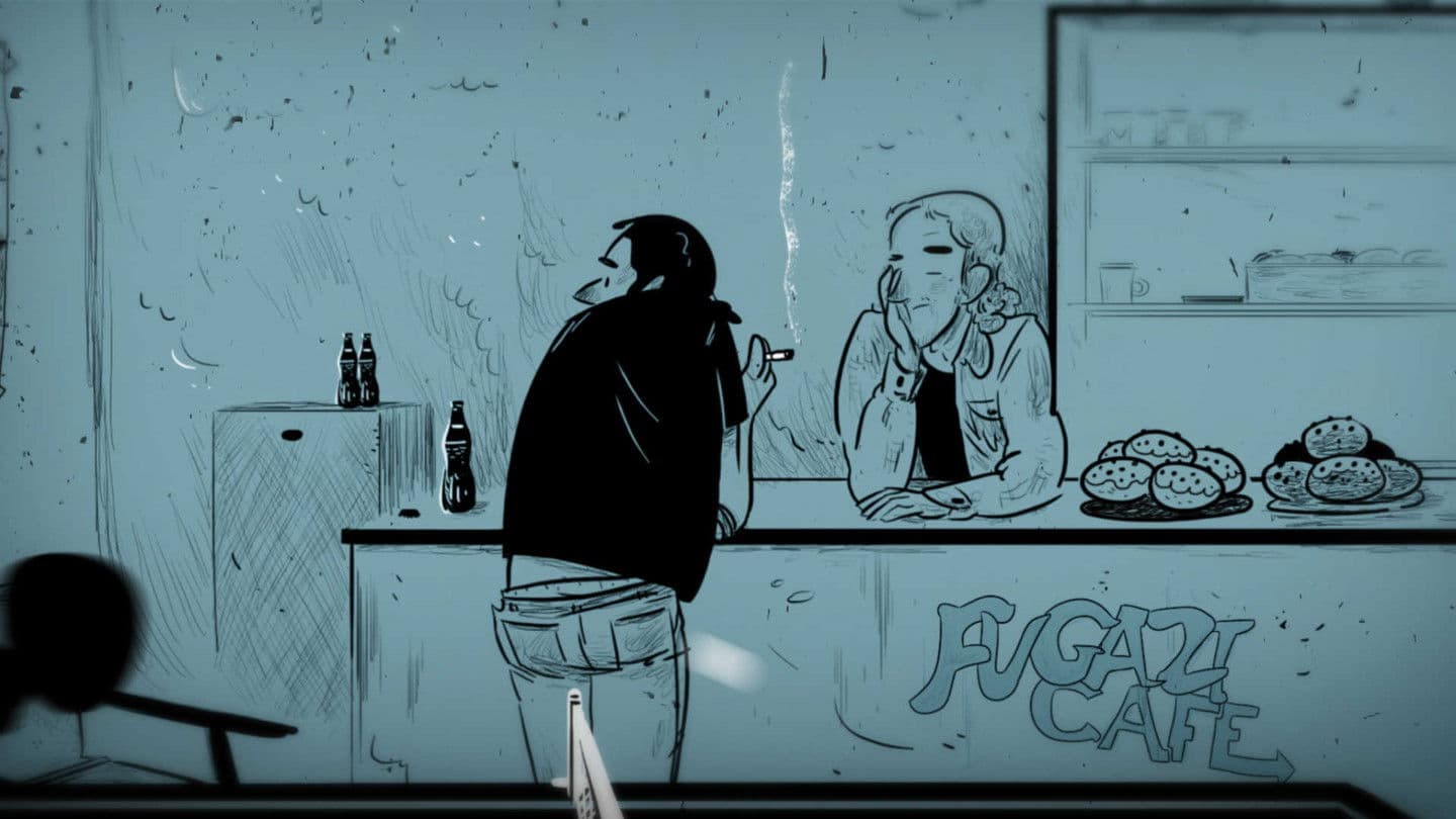 Poster backdrop for Fugazi. The Centre of the Universe