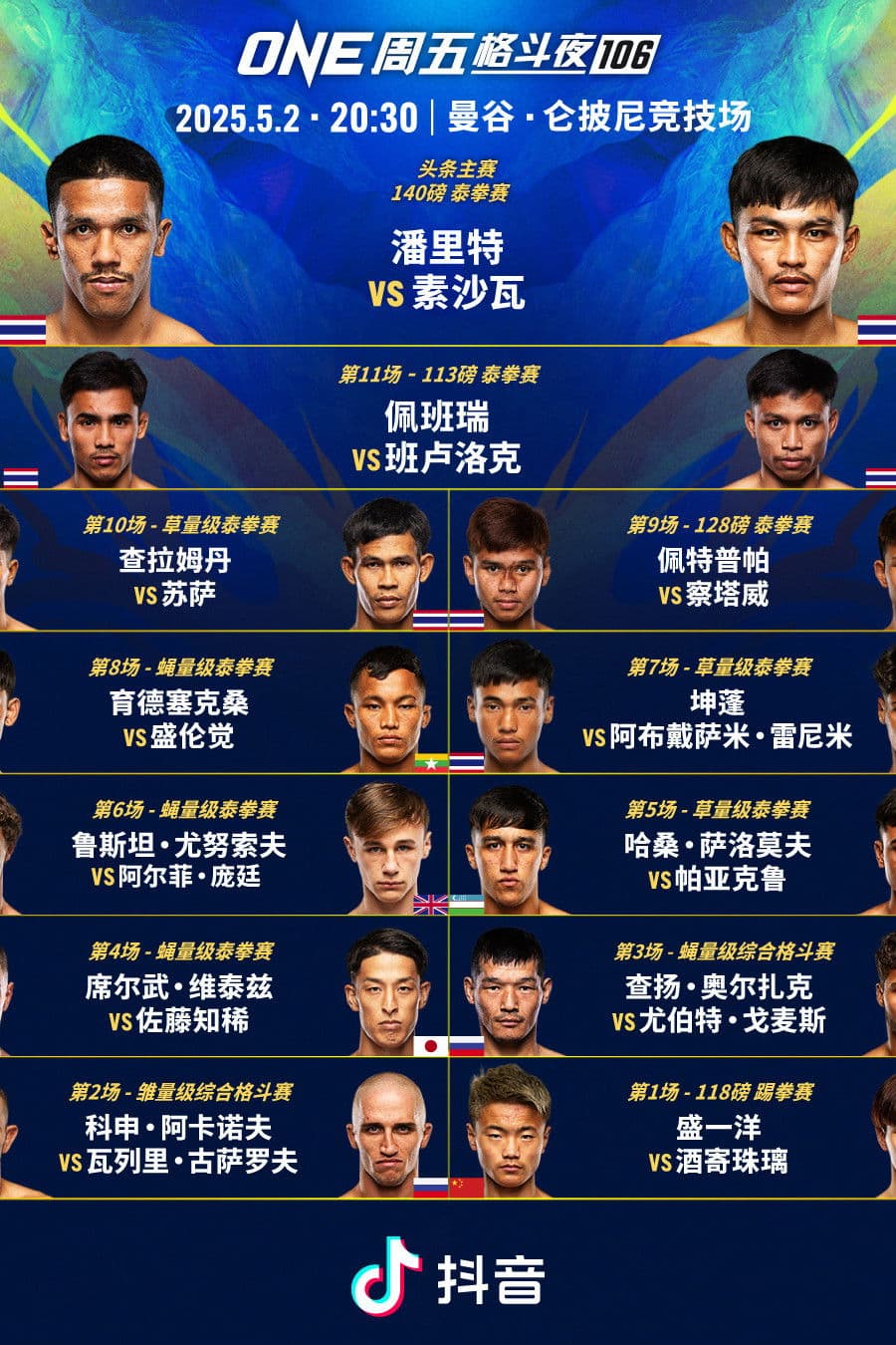 Poster backdrop for ONE Friday Fights 106: Panrit vs. Suksawat