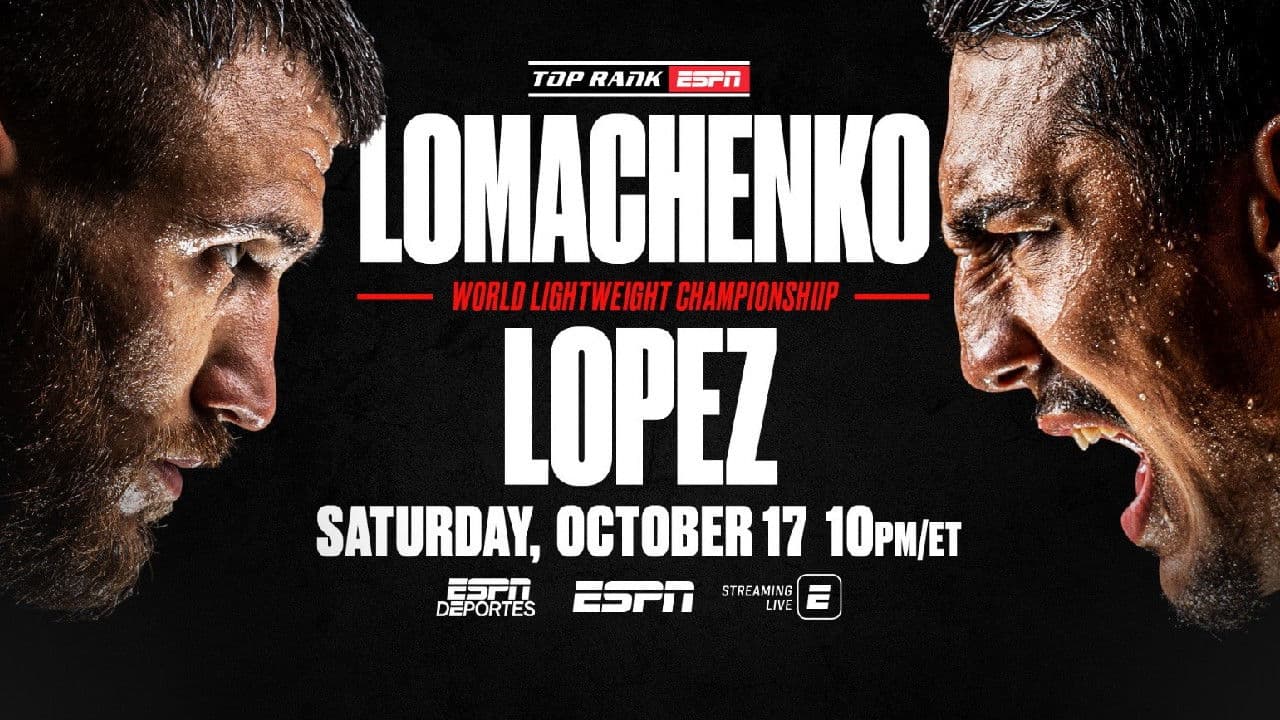 Poster backdrop for Vasyl Lomachenko vs. Teófimo López